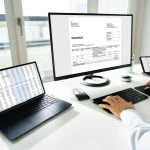 Utilisation d'un système de facturation en ligne sur un bureau multi-écran