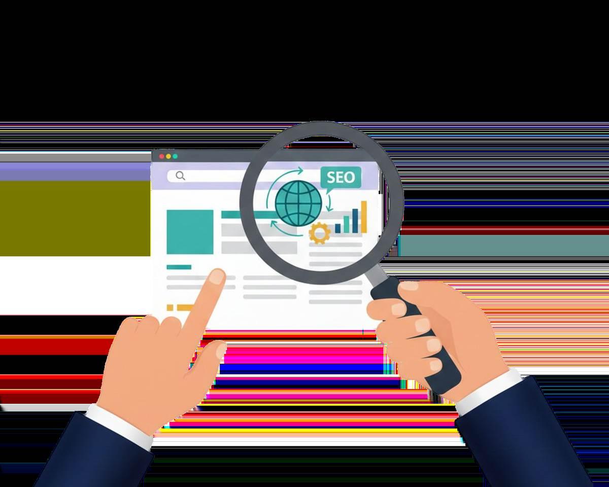 magnifiant sur écran web montre SEO et graphiques magnifiant sur écran web montre SEO et graphiques